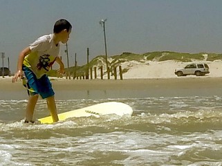 My boy shredding Bob's with Morgan Faulkner's Texas Surf Camps