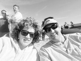 My husband & I at Shane's surf competition.