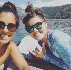 Melissa and I on the paddle board at Pinecrest Lake.  Her first trip post double lung transplant.